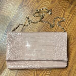 Kelly & Katie Pink Croc-Embossed Clutch